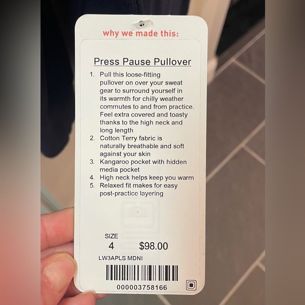 Nwt New Lululemon Press Pause Pullover Midnight N… - image 4